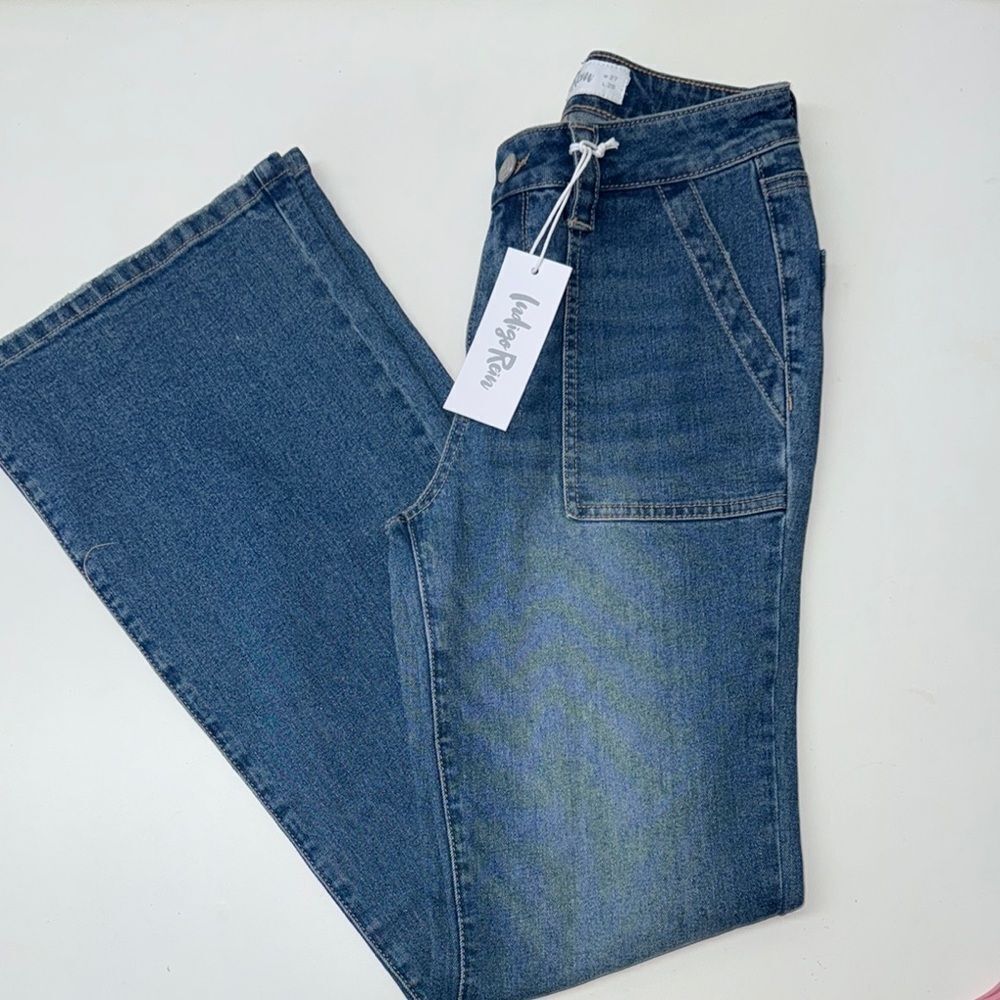 🔥Indigo Rein High Rise Blue Jeans with Classic Medium Wash wide leg Sz 7 New